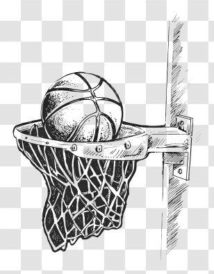 Basketball - Basketball In Hoop Sketch Transparent PNG