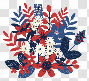 4th Of July - Floral Arrangement In Blue, Red, And White Colors Transparent PNG