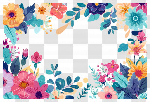 Floral Frame - Floral Colorful Frame Art Transparent PNG