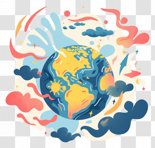 Global Warming - Colorful Earth Illustration Transparent PNG
