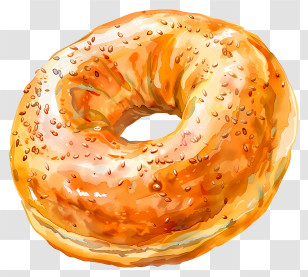 Scooped Bagel - Golden Glazed Bagel Illustration Transparent PNG