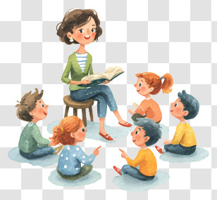 Reading To Children - Teacher Reading To Children Transparent PNG