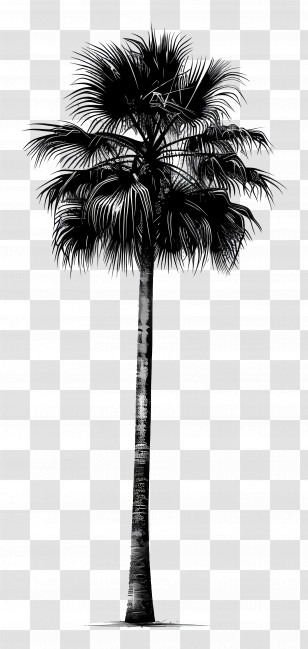 Black Palm Tree - Palm Tree Silhouette Illustration Transparent PNG