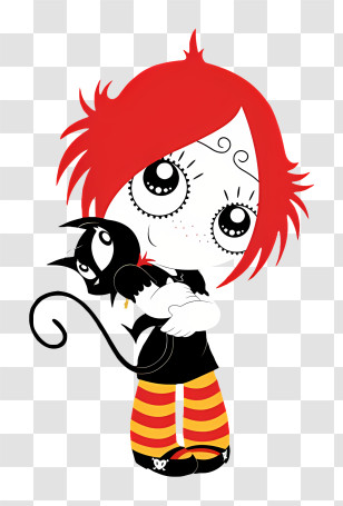 Ruby Gloom - Red-Haired Girl Hugging Cat Transparent PNG