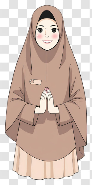 Islamic Girl Praying - Smiling Woman In Brown Hijab Transparent PNG