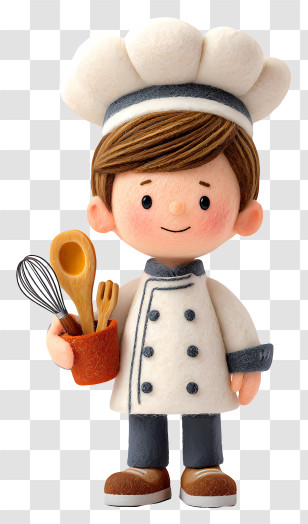 Little Chef - Chef Holding Cooking Utensils Transparent PNG