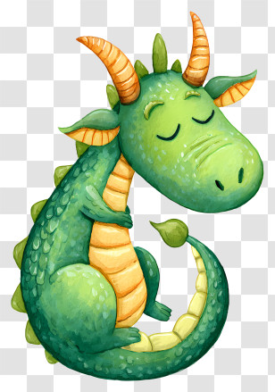 Cute Green Dragon - Sleeping Dragon Cartoon Illustration Transparent PNG