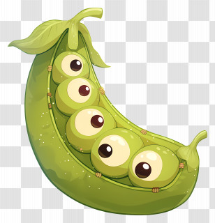 Kawaii Peas - Cute Smiling Peas In A Pod Transparent PNG