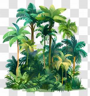 Tropical Rainforest - Jungle Plants In Lush Greenery Transparent PNG