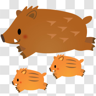 Icon - Running Wild Boar Family Transparent PNG