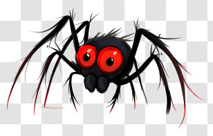 Cartoon Spider - Red-Eyed Cartoon Spider For Halloween Transparent PNG