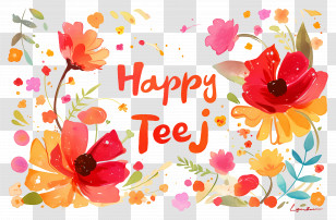 Happy Teej - Happy Teej Floral Design Transparent PNG