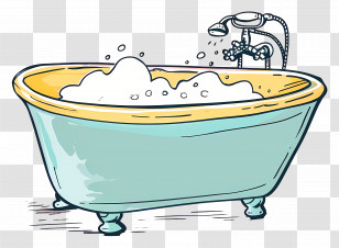 Baby Bath Tub - Vintage Bathtub Filled With Foamy Bubbles Transparent PNG