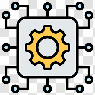 Artificial Intelligence - Gear And Circuit Technology Icon Transparent PNG