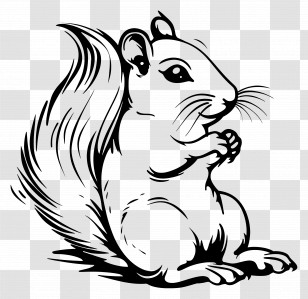Squirrel - Black And White Squirrel Sketch Transparent PNG