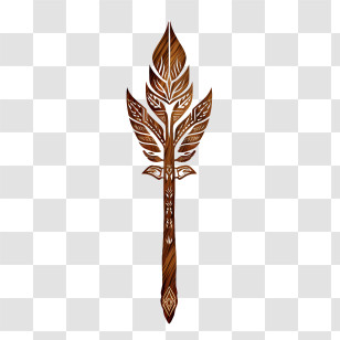 Indian Tribal Wooden Arrow - Ornate Tribal Wooden Spear With Intricate Carvings Transparent PNG