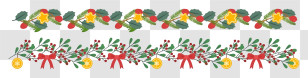 Black And White Image - Christmas Holly Borders With Decorative Garland Transparent PNG