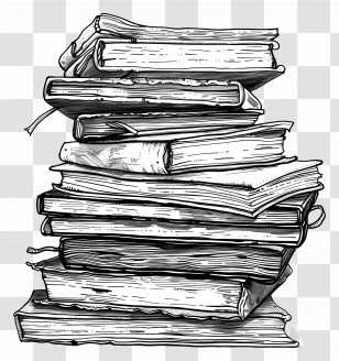 Stack Of Books In Sketch Illustration - Sketchy Stack Of Thick Books Transparent PNG