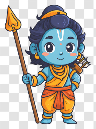 Lord Rama - Cartoon Warrior With Spear Transparent PNG