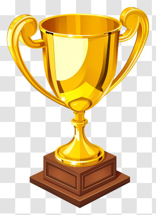 Trophy Icon - Golden Trophy With Wooden Base And Prominent Handles Transparent PNG