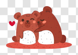 Black Cat - Hugging Bears With Heart Transparent PNG