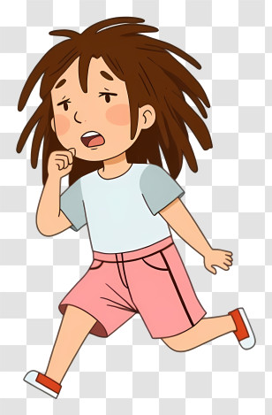 Girl Thinking Something - Running Girl In Shorts Transparent PNG