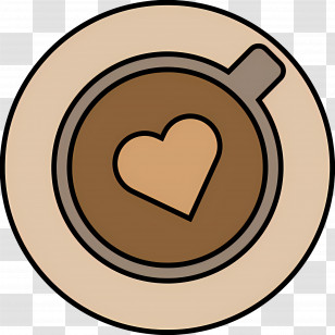 Cappuccino Coffee - Minimalist Coffee Cup With Heart Latte Art Transparent PNG