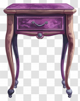 Bedside Table - Vintage Purple Wooden Table Transparent PNG