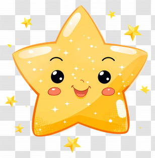 Star - Yellow Smiling Star Cartoon Design Transparent PNG