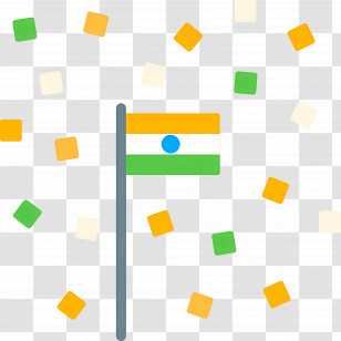 India Flag - Flag With Confetti Transparent PNG