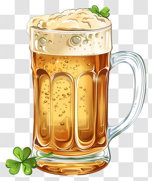 St Patricks Day - Foamy Beer Mug With Clover Design Transparent PNG