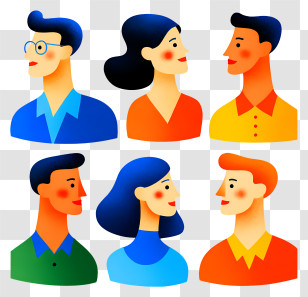 People Icon - Colorful People Faces Transparent PNG