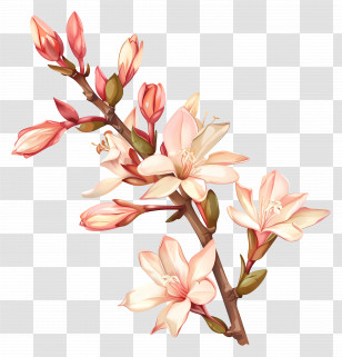 Tuberose Flower - Branch With White Blossoms Illustration Transparent PNG