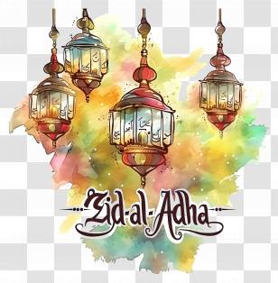 Eid Al Adha - Colorful Eid Al-Adha Lanterns Transparent PNG