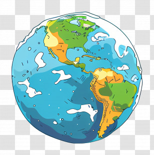 Earth - Colorful Globe Illustration With Continents Transparent PNG