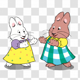 Max Ruby - Two Bunnies Playing Together Transparent PNG