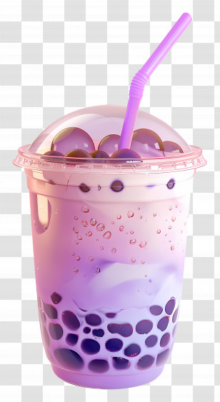 Taro Bubble Tea - Purple Taro Bubble Tea Cup With Straw Transparent PNG