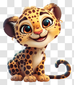 World Wildlife Day - Cartoon Style Cute Leopard Cub Transparent PNG