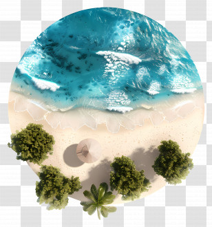 Beach - Beautiful Beach With Ocean Waves And Trees Transparent PNG