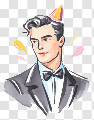 Birthday Icon - Elegant Man In Tuxedo At A Party Transparent PNG