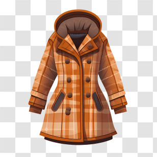 Winter Coat - Plaid Long Coat For Winter Fashion Transparent PNG
