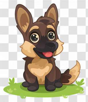 Dog German Shepherd - Cute Brown Puppy Sitting Cheerfully Transparent PNG