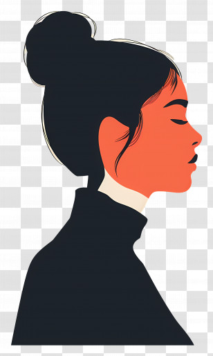 Woman Silhouette - Profile Of A Woman With Hair Bun Transparent PNG