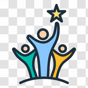 Leadership - Teamwork Icon With People Reaching For Star Transparent PNG