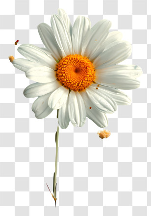 Floral Pattern Background - Simple White Daisy Flower With Stem Transparent PNG
