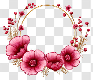 Pink Floral Frame - Artistic Floral Wreath With Flowers Transparent PNG