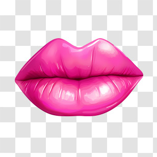 Pink Lips - Glossy Pink Lips Illustration Transparent PNG