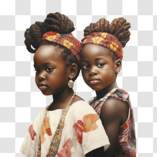 African Child - Illustration Of Girls With Traditional African Hairstyles Transparent PNG