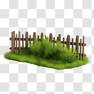 Wooden Garden Fence - Wooden Fence With Green Grass Transparent PNG