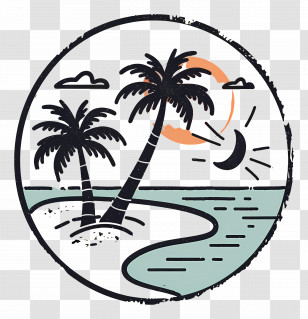 Beach Logo - Beach Sunset Logo With Palm Trees Transparent PNG